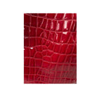 Close-up of red crocodile skin texture on a white background