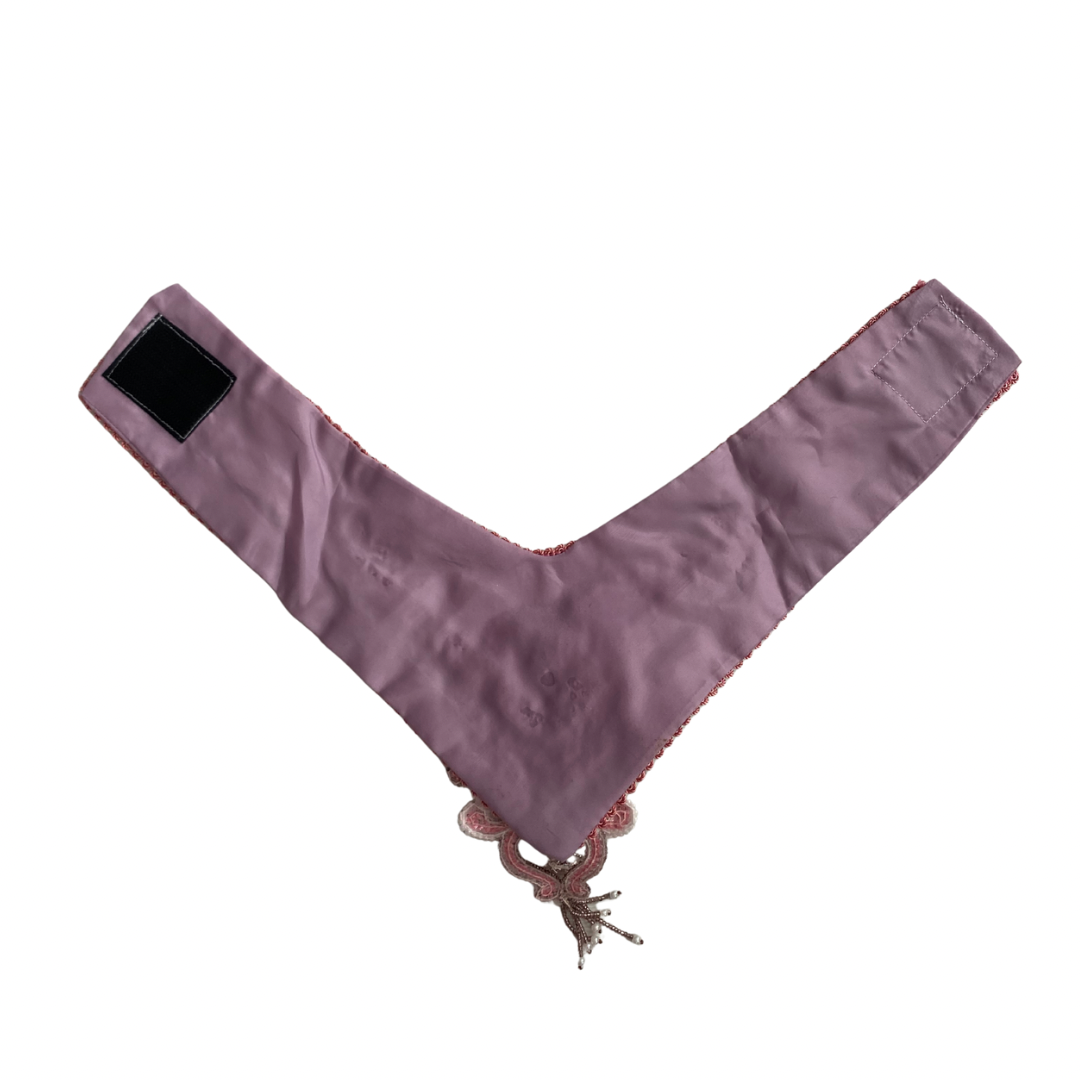 Purple collar lining  with tassels on a white background