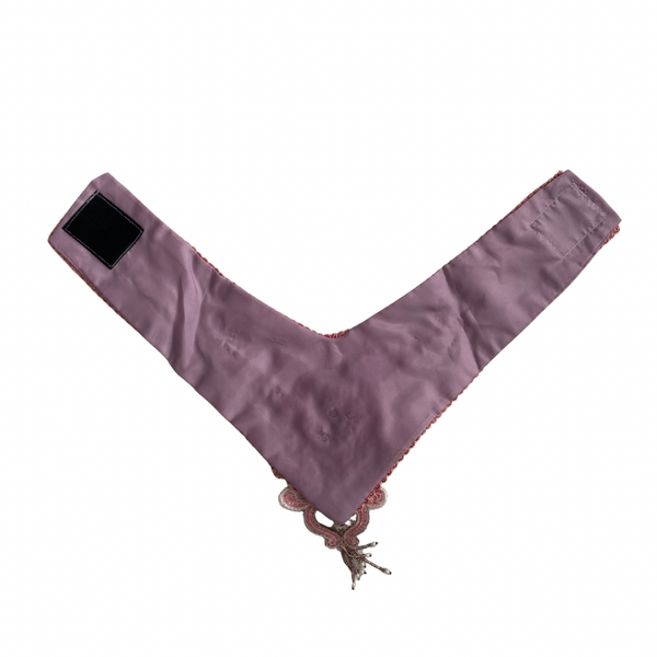 Purple collar lining  with tassels on a white background