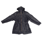 Dark gray hooded jacket on a white background