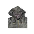 Gray hooded jacket with a zipper on a white background