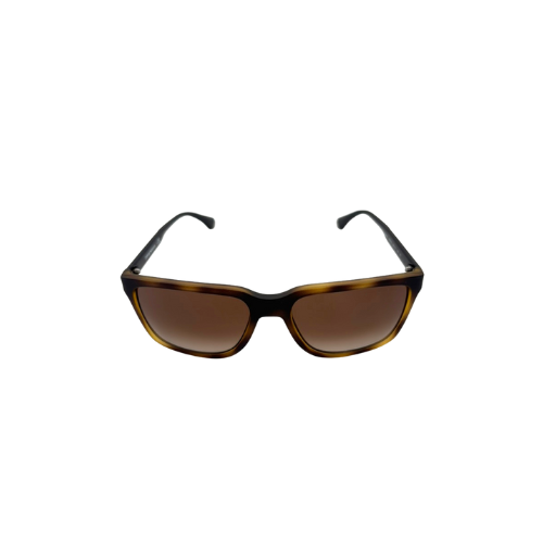 Sunglasses with tortoiseshell frame and brown lenses on a white background