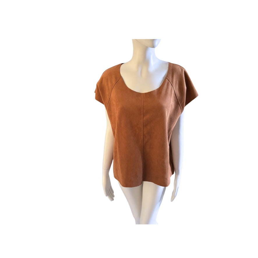 Brown top on a mannequin against a white background