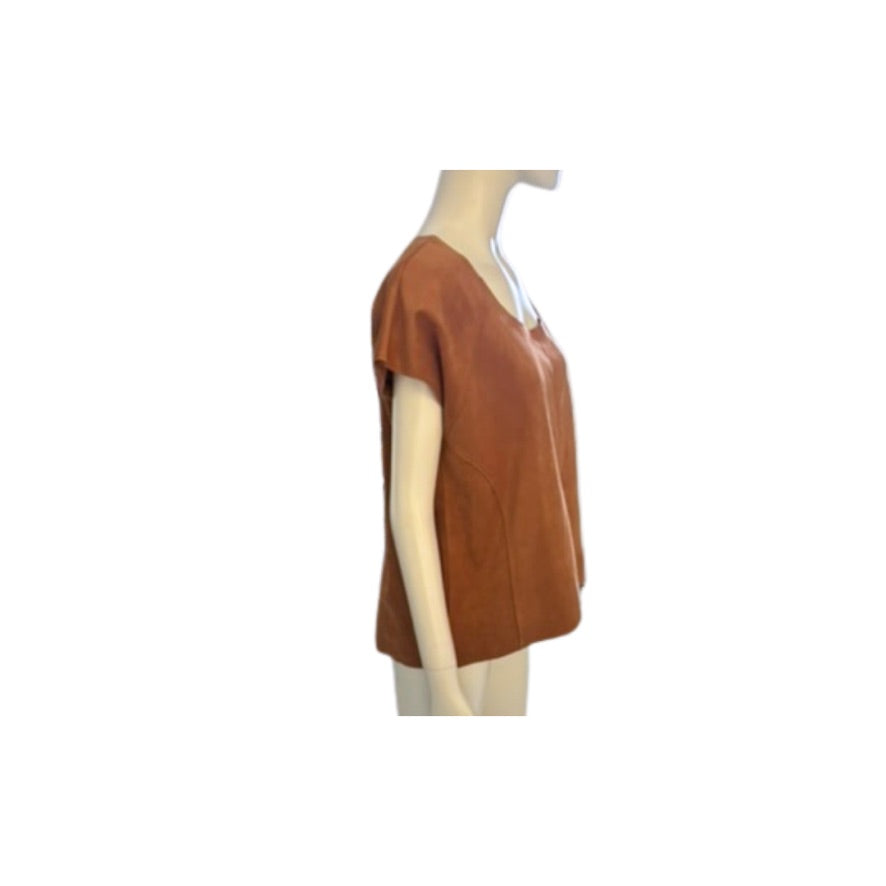 Brown top on a mannequin against a white background