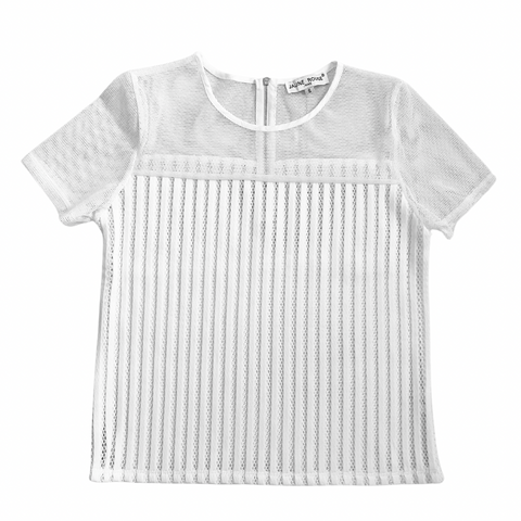Contrast Ribbed Top White