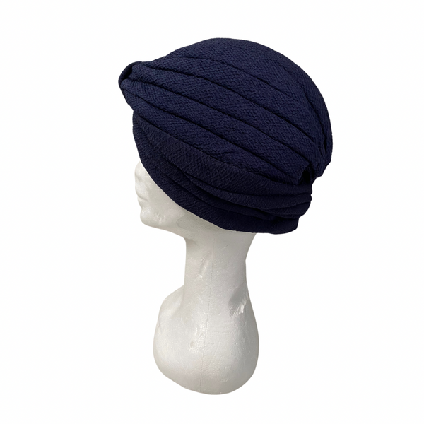 Fabric Turban Hat Navy ONE SIZE