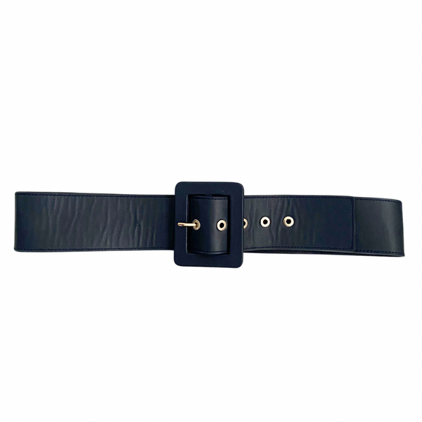 Wide Belt Faux Leather  Navy