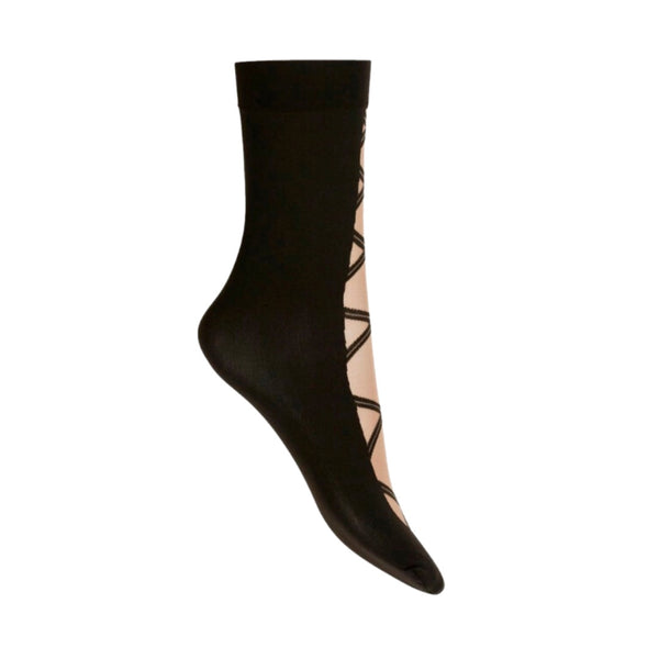 Lacing  Effect Sheer Ankle Sock Wolford Black