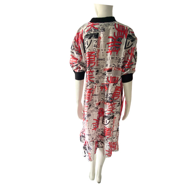 Collusion Newspaper Print Dress Red SIZE 10