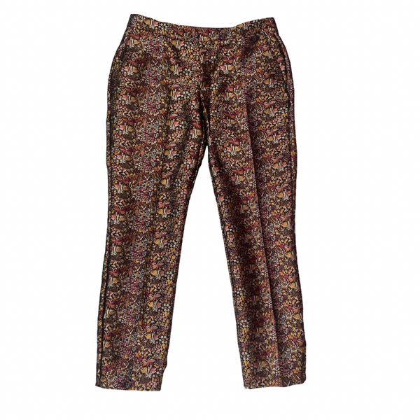 Zara Basic Metallic Floral Brocade Blazer & Trousers Co-ord Set Brown Multicolour Size M – Preloved