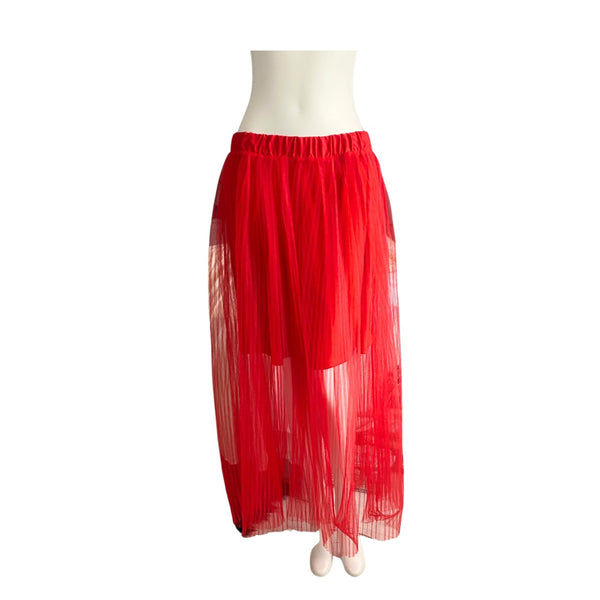 H&M Tulle Pleated Midi Skirt Red SIZE 14