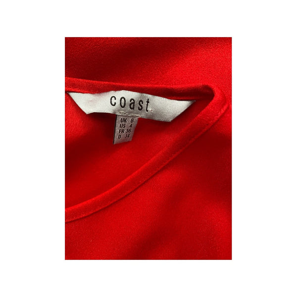 Coast Ruched Tie Sleeve Top Red SIZE 8