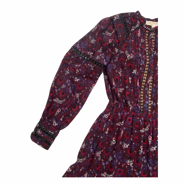 MICHAEL KORS Burgundy Paisley Print Midi Dress Size 12 – New