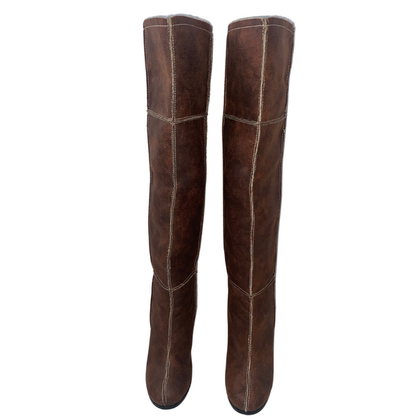 Knee High Heeled Boots Brown SIZE 40