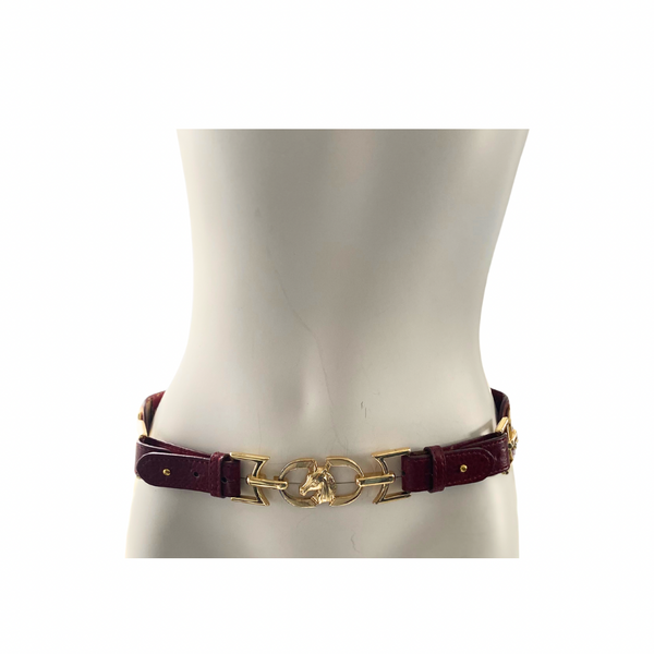 Horsebit Buckle Waist Belt Red