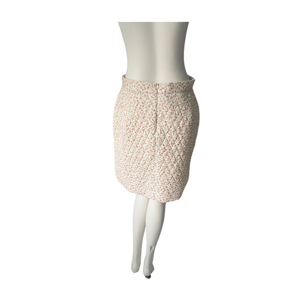 Ditsy Floral Print A-LIne Mini Skirt Cream