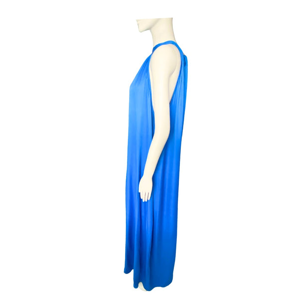 Tie Neck Maxi Dress Blue SIZE XL