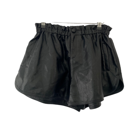 Faux Leather Athletic Shorts Black