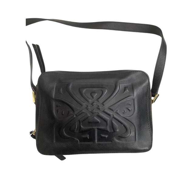 BIBA Rachel Crossbody Leather Embossed Camera Bag Black