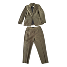 Gold checkered suit jacket and pants on a white background