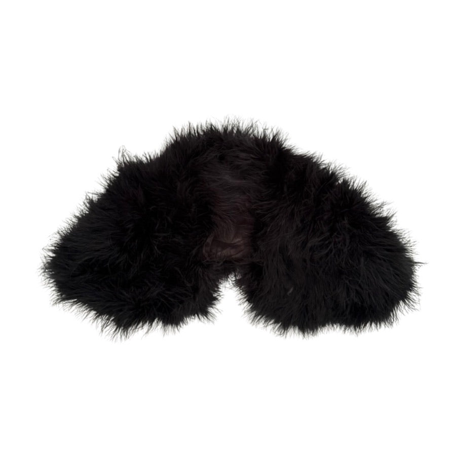 Black fluffy scarf on a white background
