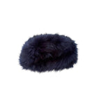 Navy blue fur headband on a white background