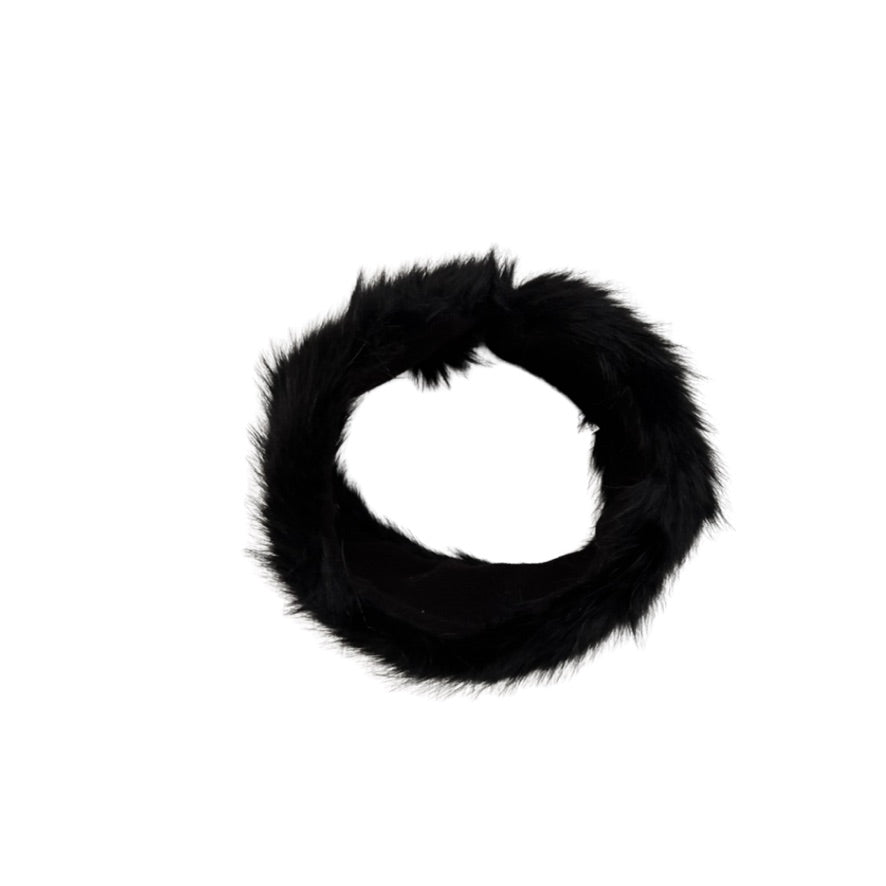 Black fur wreath on a white background