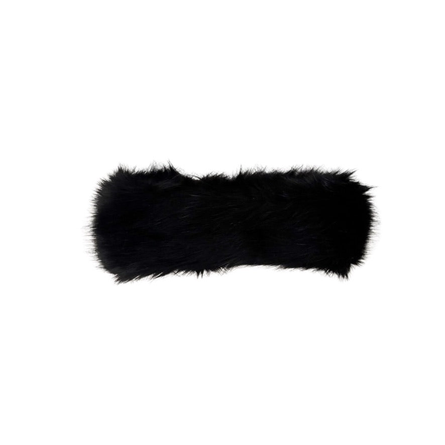 Black fur headband on a white background
