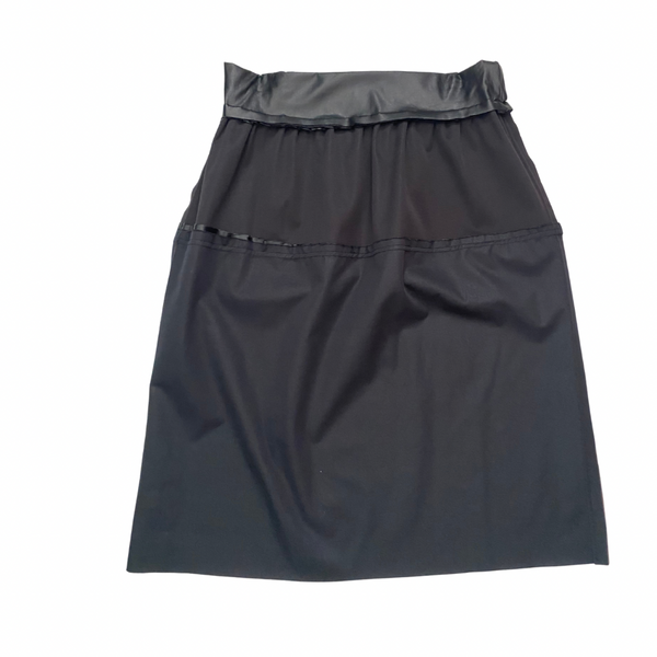 Inside out black skirt on a white background