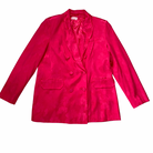 Bright pink floral jacquard double-breasted blazer with tonal buttons Bright pink floral jacquard double-breasted blazer with tonal buttons. 