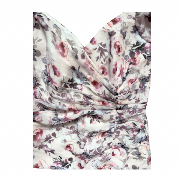 Forever New Azalea Ruched Maxi Dress Floral White Size 8 – New