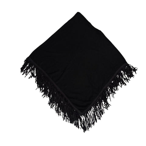 Black scarf with fringes on a white background