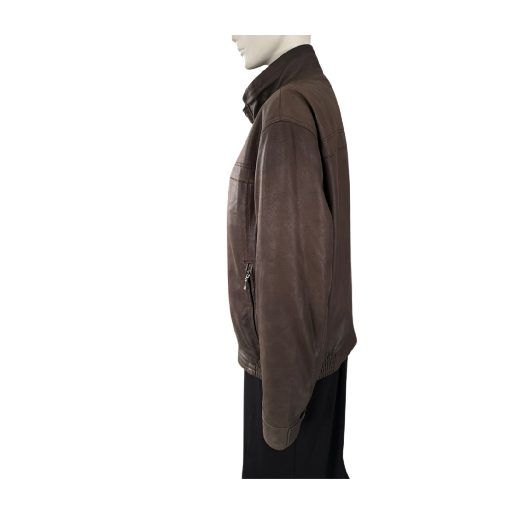 Brown jacket on a mannequin against a white background