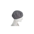 Gray checkered beret on a mannequin head against a white background