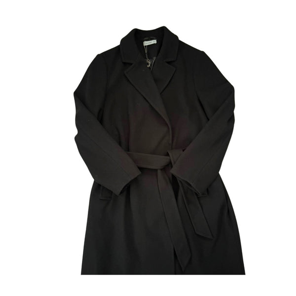 Black coat with a belt on a white background