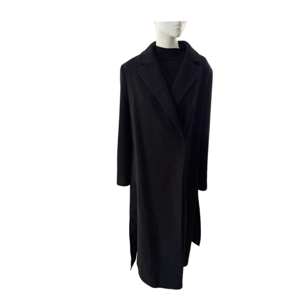Black coat on a mannequin against a white background