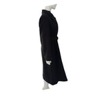 Black coat on a mannequin against a white background