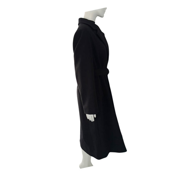 Black coat on a mannequin against a white background