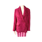 Pink textured jacket on a mannequin against a white background