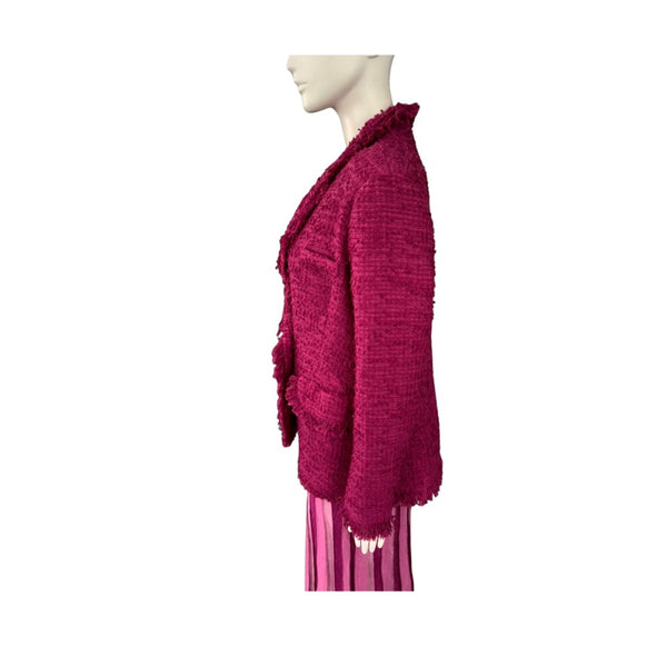 Gallery Frayed Blazer Fuchsia Pink Size 12- Preloved