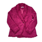 Pink textured blazer on a white background