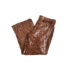 Pair of brown sequin pants on a white background