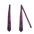 Burgundy patterned tie on a white background