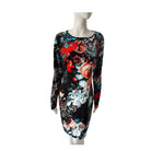 Floral dress on a mannequin against a white background