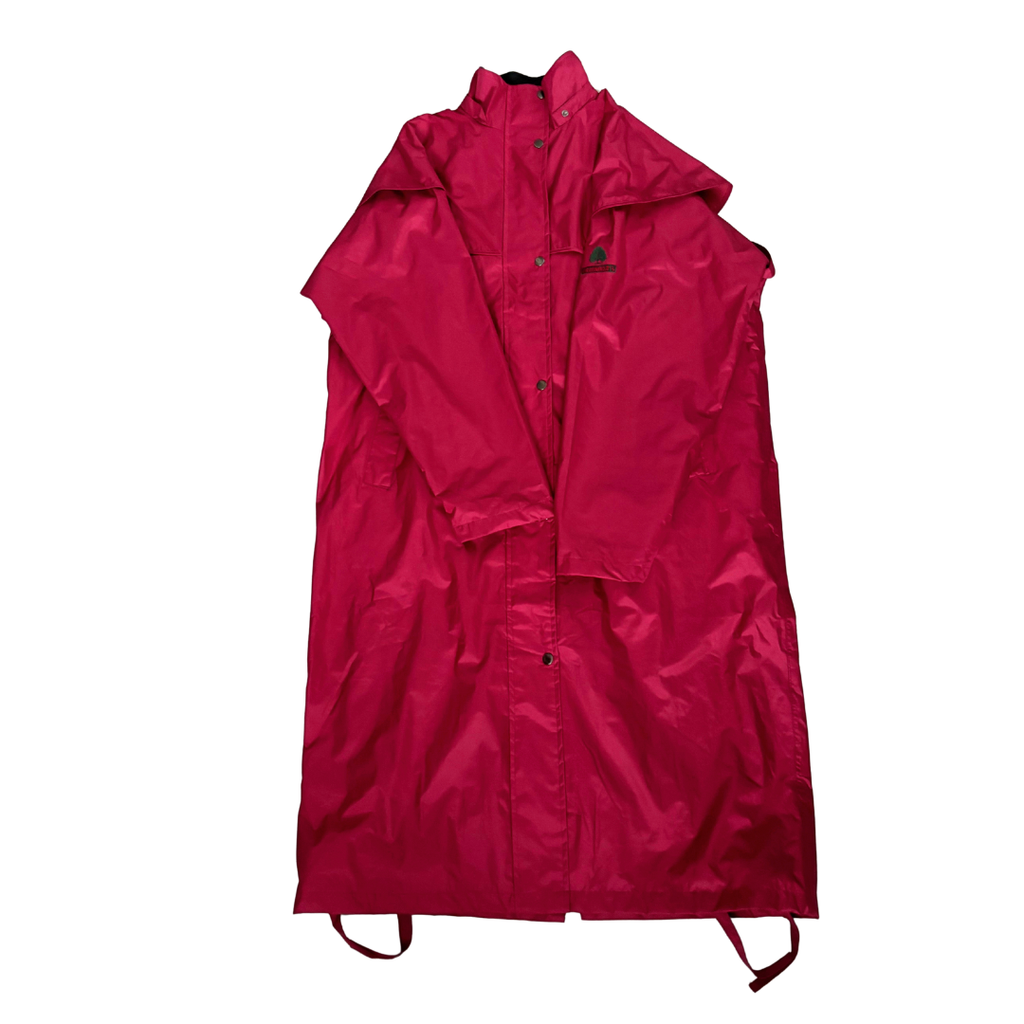 Red raincoat with a hood on a white background