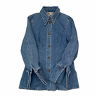 Blue denim jacket on a white background