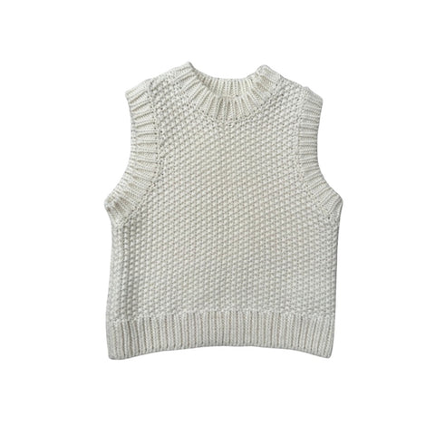Cream knitted vest on a white background