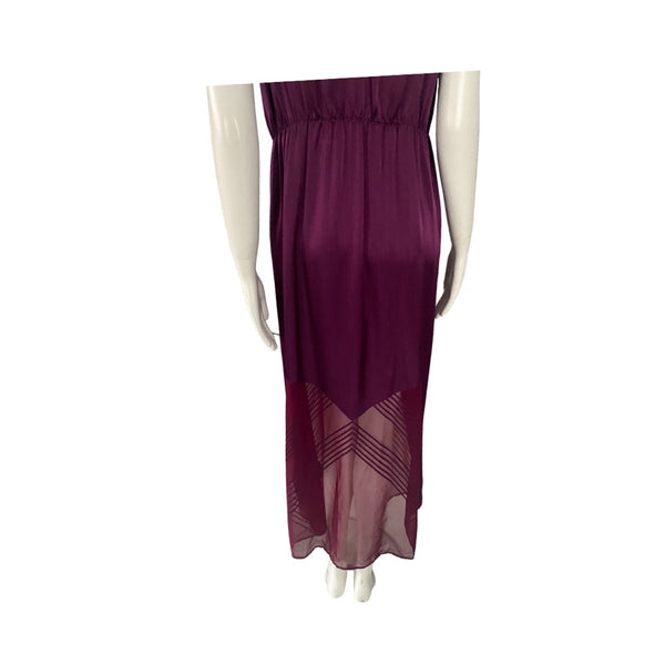 H&M Premium Satin Maxi Slip Dress Burgundy Size 14- New