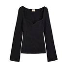 Black long-sleeve top on a white background