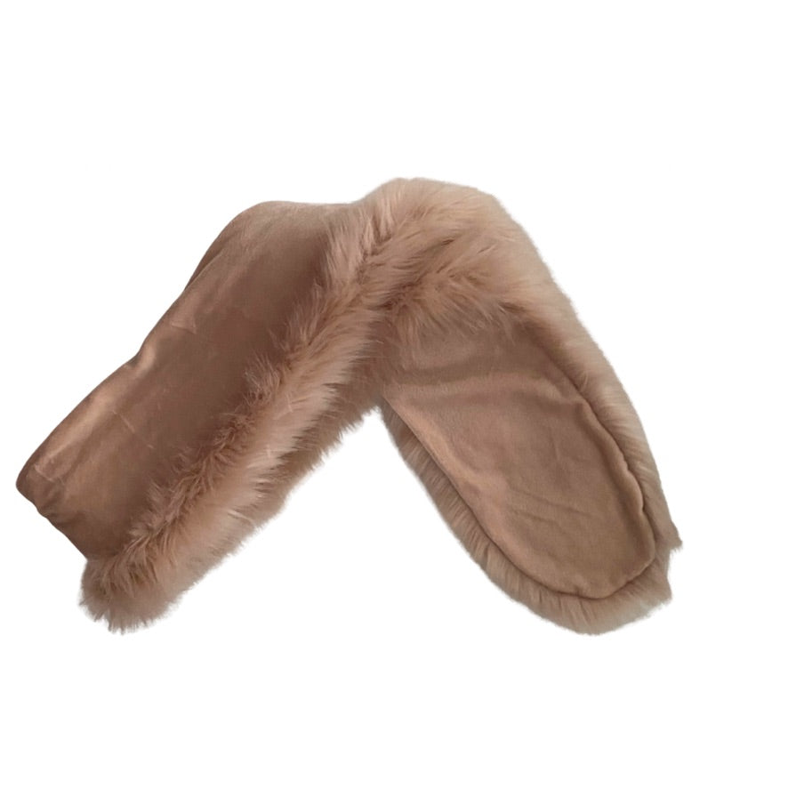 Brown faux fur scarf on a white background
